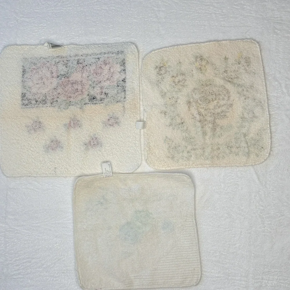 Vintage Floral Washcloth Lot 3 Rose Bath Linens Cottagecore Granny Chic Set‎ USA